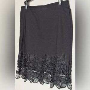 Iz Byer Black Floral Lace Pencil Skirt Size M